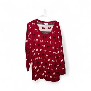 Charter Club Red Sweater with Bow Pattern Christmas